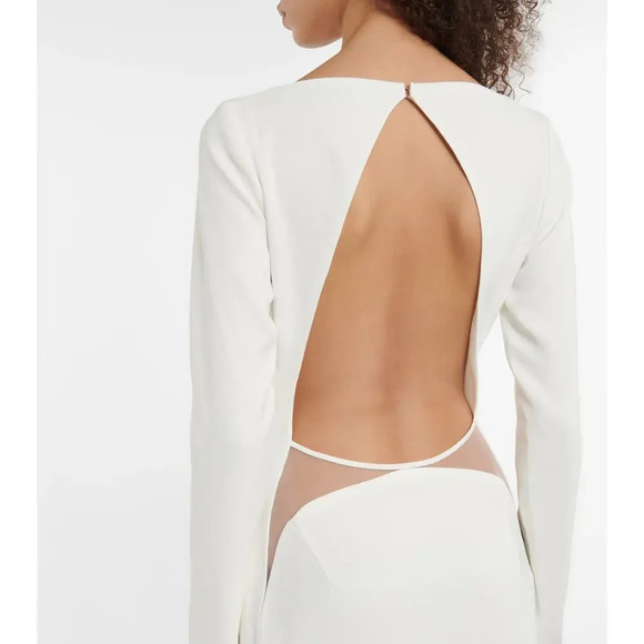 Monot Cutout Open Back Crepe Gown Off White Size 6 - Picture 5 of 11